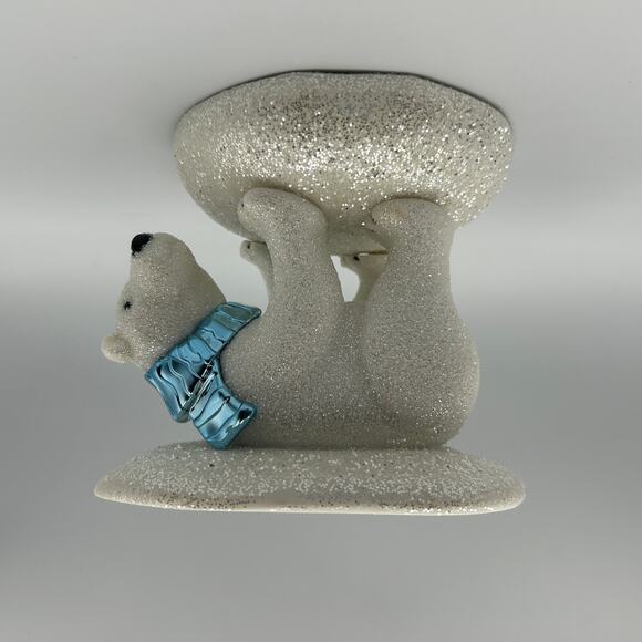 Bath and Body Works Pedestal Winter Polar Bear Glitter 3‑Wick Candle Holder - Picture 2 of 6